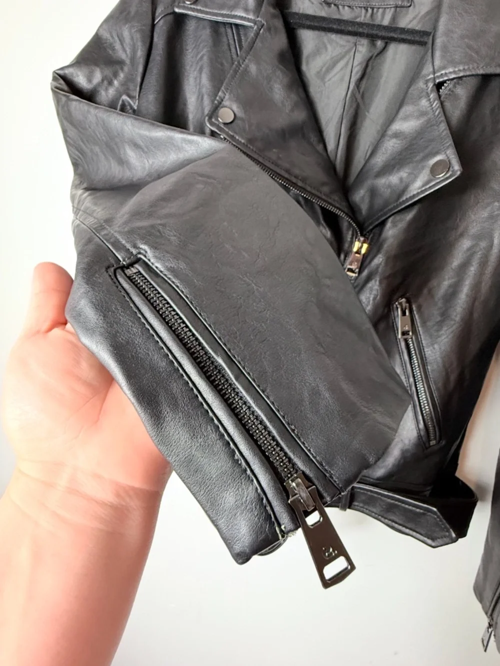 Elodie Faux Black‎ Leather Moto Jacket Size XL (M)